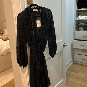 Zimmerman cascade dress midi in French Navy size one or US six